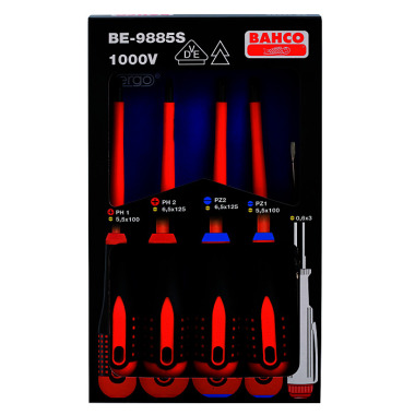 BAHCO ERGO schroevendraaierset, geïsoleerd, 6-delig, sleuf+PH+PZ+spanningstester BE-9885S