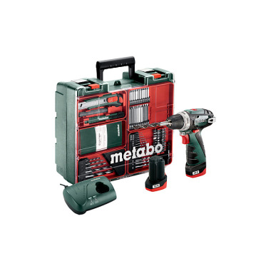 Metabo Akku-Bohrschrauber PowerMaxx BS Basic Set (600080880) Mobile Werkstatt Kunststoffkoffer 12V 2x2Ah Li-Power + LC 40