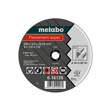 Metabo Flexiamant super 230x3,0x22,23 Alu, Trennscheibe, gerade Ausführung (616126000)