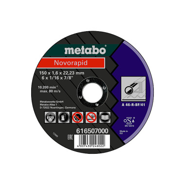 Metabo Novorapid 150 x 1,6 x 22,23 mm, Stahl, Trennscheibe, Form 41 (616507000)