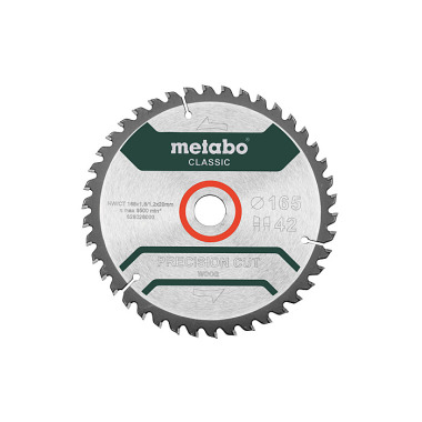 Metabo Sägeblatt precision cut wood - classic, 165x1,8/1,2x20 Z42 WZ 5° (628026000)