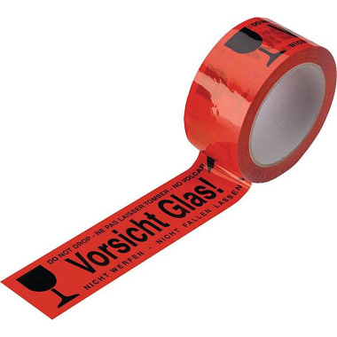 Warnklebeband PVC PVC,Vorsicht Glas L.66 m,B.48mm rot Rl.ENVIROPACK 0248082