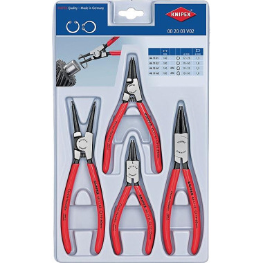 Sicherungsringzangensatz 4-tlg.stabile Kunststoffverpackung 10-60mm KNIPEX 00 20 03 V02