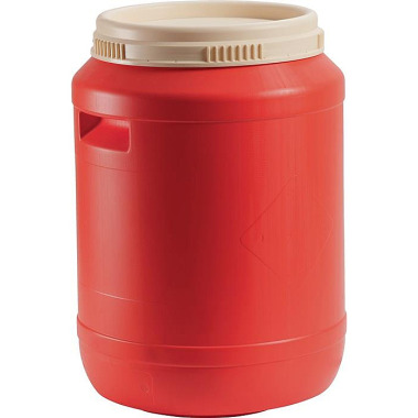 Batteriefass 60l HD-PE reinorange (Deckel hellelfenbein) m.Griffmulden WEMAS 390.039010.00.20