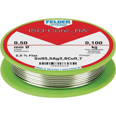 Lötdraht ISO-Core® RA 0,5mm 100g Sn95,5Ag3,8Cu0,7 FELDER 18840510