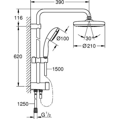 Grohe Duschsystem TEMPEST A SYSTEM 210 Flex m Umste llung chr 26381001