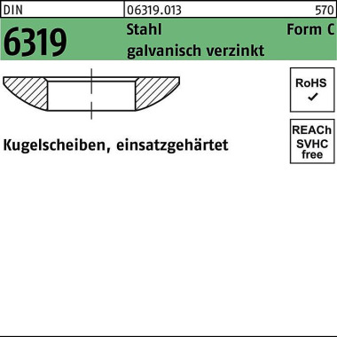 Kugelscheibe DIN 6319 For mC C 25x44x 8,2 Stahl gal v.verz. 10 Stück 063190130250000