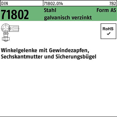 Winkelgelenke DIN 71802 G ewindezapfen AS 16-M 12 S tahl galv.verz. 10St. 718020140160012