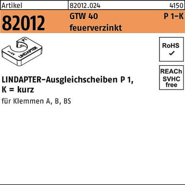 Ausgleichscheibe R 82012 GTW 40 P1 M12/6,0 feuerve rz. 1 Stück LINDAPTER 820120240120000