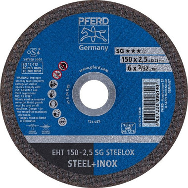 Trennscheibe SG STEELOX D150x2,5mm ger.INOX Bohr.22,23mm PFERD 61100150