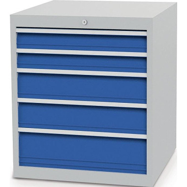 Schubladenschrank H819xB705xT736mm lichtgrau/signalblau 5 Schubl.Vollauszug 80780/0221V10A_7035_5005_NWV