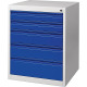 Schubladenschrank BK 600 H800xB600xT600mm lichtgrau/enzianblau 5 Schubl.Einfachauszug NW9000427001