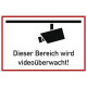 Hinweiszeichen Videoüberwacht L300xB200mm weiß schwarz Alu. 60012