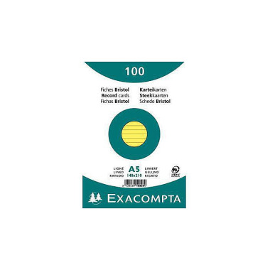 Exacompta Karteikarte 108 28SE DIN A5 liniert gelb 100 St./Pack. 144075310