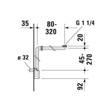 Duravit Raumsparsiphon we iß, 1 1/4" 0050760000