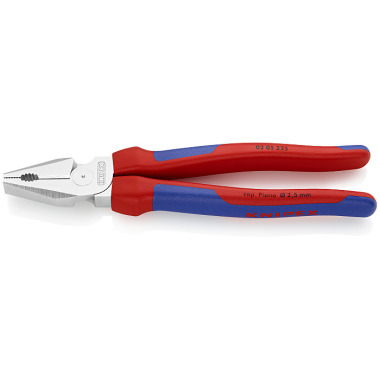 Knipex High Leverage Combination Pliers chrome plated with multi-component grips 225mm 02 05 225