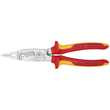 Knipex Pliers for Electrical Installation chrome plated 200mm 13 86 200 SB