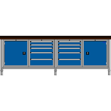 LOKOMA WORKBENCH N-KW 250/10/T M.MULTI 10 DRAWERS,2 DOORS,2BÖD.VERZ. 00.05.8643