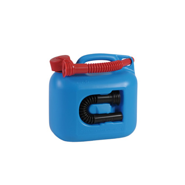 Hünersdorff Kraftstoff-Kanister PREMIUM (UN) 5 L,blau, UN-Zulassung, HDPE, rotes Zubehör 800400