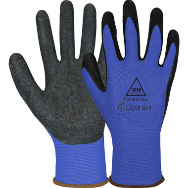 Hase Sicherheitshandschuhe aus Polyamid/Latex Superflex Blue, Größe 10 508610B (T-360834)