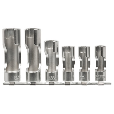 SW-Stahl Socket set, 3/8”, 10-19 mm, slotted, 6-piece 01482L