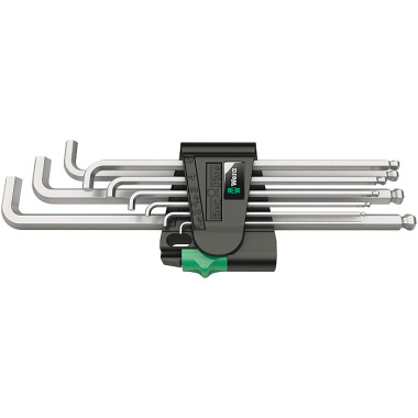 Wera 950/9 Hex-Plus 4 Winkelschlüsselsatz, metrisch, gestellverchromt 05073594001