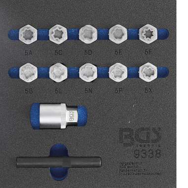BGS Zestaw narzędzi 1/6: Zestaw nasadek do blokowania felg Mercedes-Benz | 12 szt. 9338