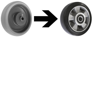 VARIOfit Koła z pełnej gumy elastycznej/zestaw kół Ø 160 mm, czarne rsa-160.018