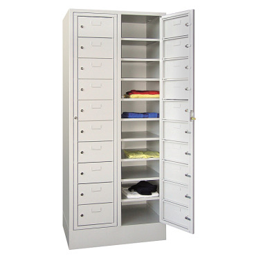 Pavoy Kleider-Schließfachschrank mit Füßen 1850/500/800, 2b x 2h, Drehr., AB 400 60260-224-032