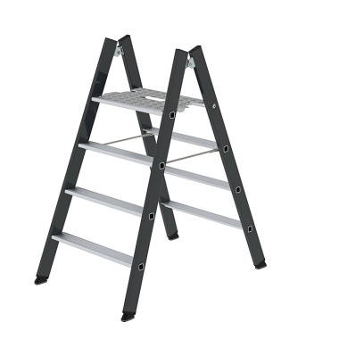 MUNK Folding step stool, double-aided access RAL 7016 4 steps 50186