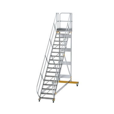 MUNK Platform stairs 45° movable step width 800 mm 18 steps Grooved aluminium 600798