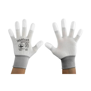 DS SafetyWear ESD-Handschuh  weiß/grau beschichtete Fingerkuppen, Größe L DSWL37430