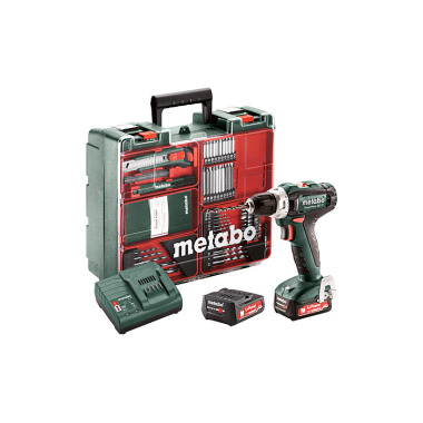 Metabo Akku-Bohrschrauber PowerMaxx BS 12 Set (601036870) Mobile Werkstatt Kunststoffkoffer 12V 2x2Ah Li-Power + SC 30