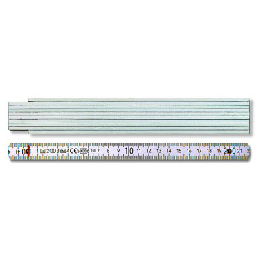 BMI Régua dobrável de madeira BRANCA 2m - graduação duplex, bloqueio de 90°, visão geral do ângulo na articulação, mola de aço interna, rebitada 976907200