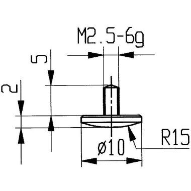 Messeins.D.10mm gewölbt R.15 M2,5 STA z.Messuhren KÄFER 62008