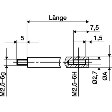 Verlängerungsstück L.100mm Messbolzen-D.4mm z.Messuhren KÄFER 62501