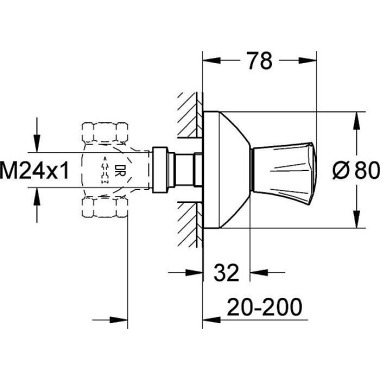 Grohe UP-Ventil-Oberbau C OSTA Mark rot EBT 20-200m m chr 19807001