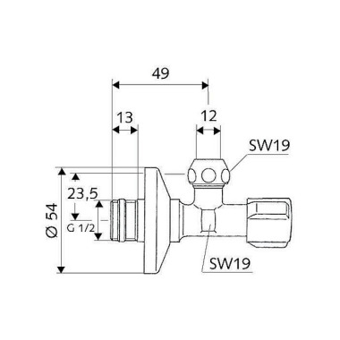 Schell Eckregulierventil COMFORT 1/2"x12mm, mit AS AG chrom 049150699