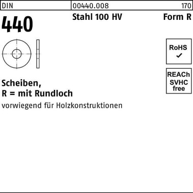 Scheibe DIN 440/ISO 7094 FormR R 9x 28x 3 Stahl 10 0 HV 100 Stück 004400080090000