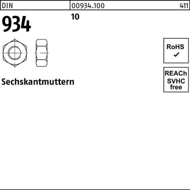 Sechskantmutter DIN 934 M 20 10 50 Stück 009341000200000