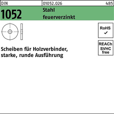 Unterlegscheibe DIN 1052 rund 25x 92x 8 Stahl feue rverz. 25 Stück 010520260250000