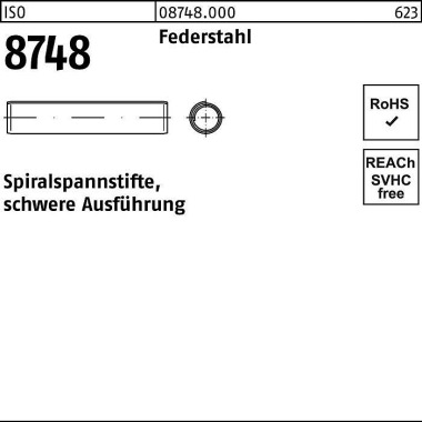 Spiralspannstift ISO 8748 8x 50 Federstahl schwere Ausf. 250 Stück 087480000080050