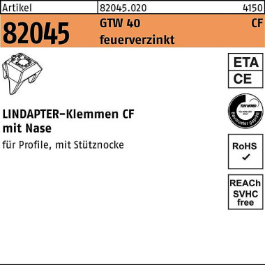 Klemme R 82045 GTW 40 CF M16 Sphäroguß feuerverz. 1 Stück LINDAPTER 820450200160000