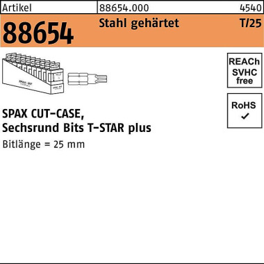 Bit R 88654 T-Star Plus S W 1/4x25 T 30 Stahl gehär tet 50 Stück SPAX 886540009300000