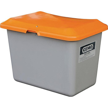 Streugutbehälter L890xB600xH640mm 200l GFK grau/orange o.Entnahmeöffnung CEMO 10565