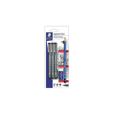 STAEDTLER Fineliner pigme nt liner 308 SBK3P sw 3 S t./Pack. 304658390