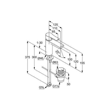 Kludi Waschtisch-Einhandm ischer ZENTA SL 48290, DN 15 chrom 482900565