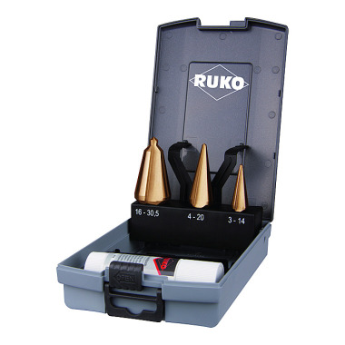 Ruko Conjunto de brocas para descascar chapa 3-14/5-20/16-30,5mm HSS-TiN 4 peças ABS-Ku.-Kass.RUKO 101020TRO