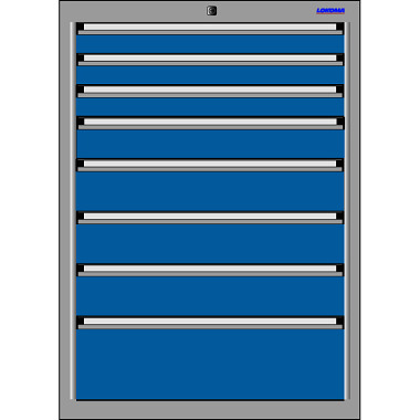 LOKOMA Drawer cabinet RS 717,1000h 3x75,100,3x125 and 200 mm TA 00.02.1543