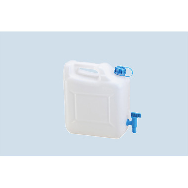 Hünersdorff Wasserkanister ECO 12 L mit Hahn, HD-PE,natur, fest montierter Ablasshahn (blau) 817500